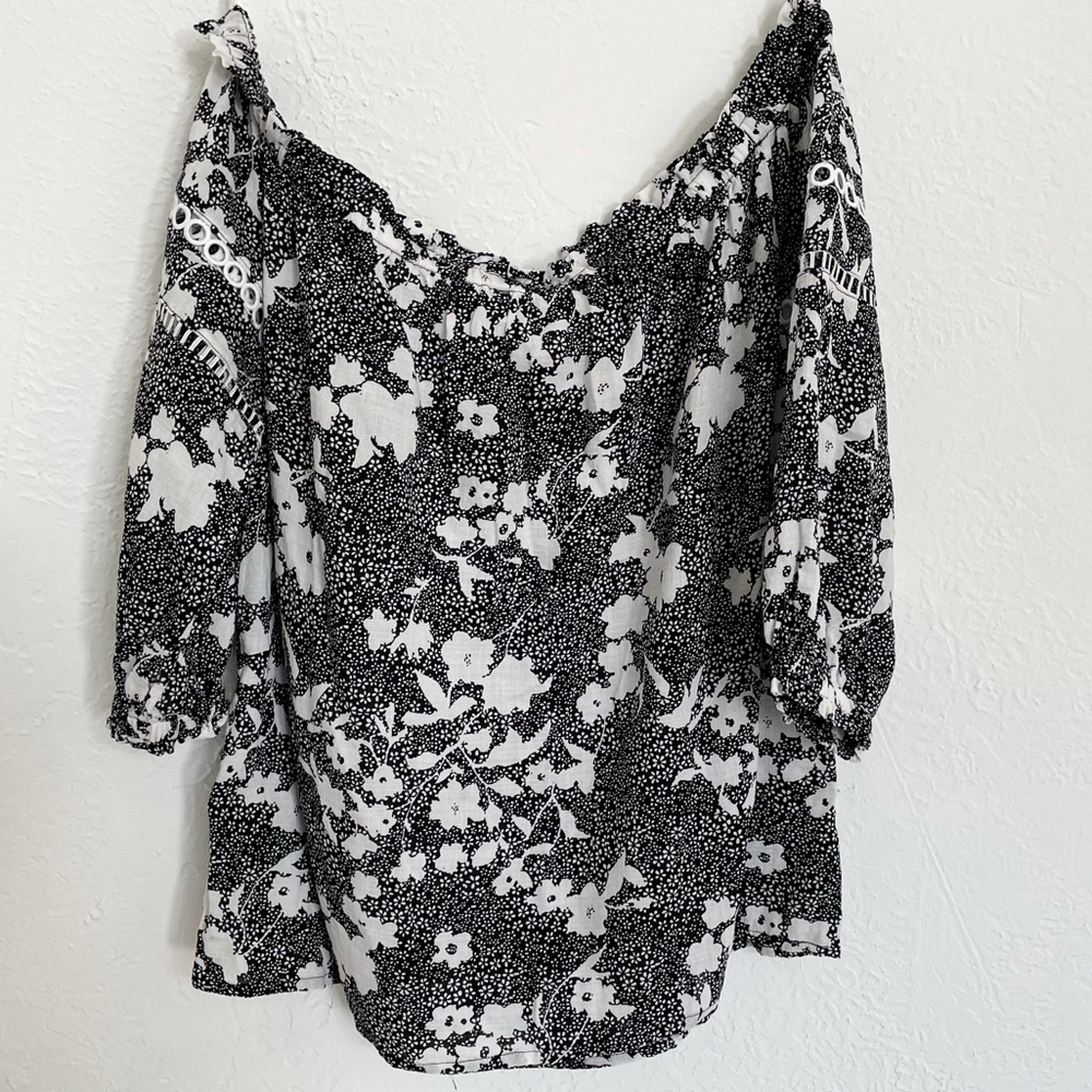 Michael Kors Black & White Floral Top